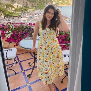 O.P.T. La Fortuna Lemon Midi Dress with Bow Straps Size Medium